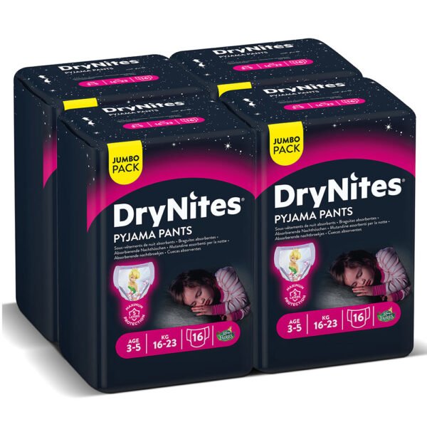 Huggies – Drynites Pyjama Pants, 3-5 Y, Girl, 16-23 Kg – 64 Pants