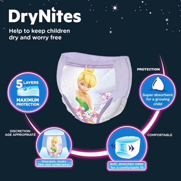 Huggies – Drynites Pyjama Pants, 3-5 Y, Girl, 16-23 Kg – 64 Pants