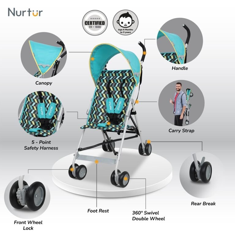 Nurtur - Rex Buggy Stroller Multicolor Lightweight Stroller with Compact Fold - Green