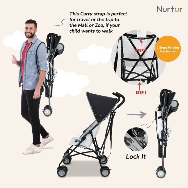 Nurtur Rex Buggy Stroller Multicolor Lightweight Stroller with Compact Fold – Light Blue