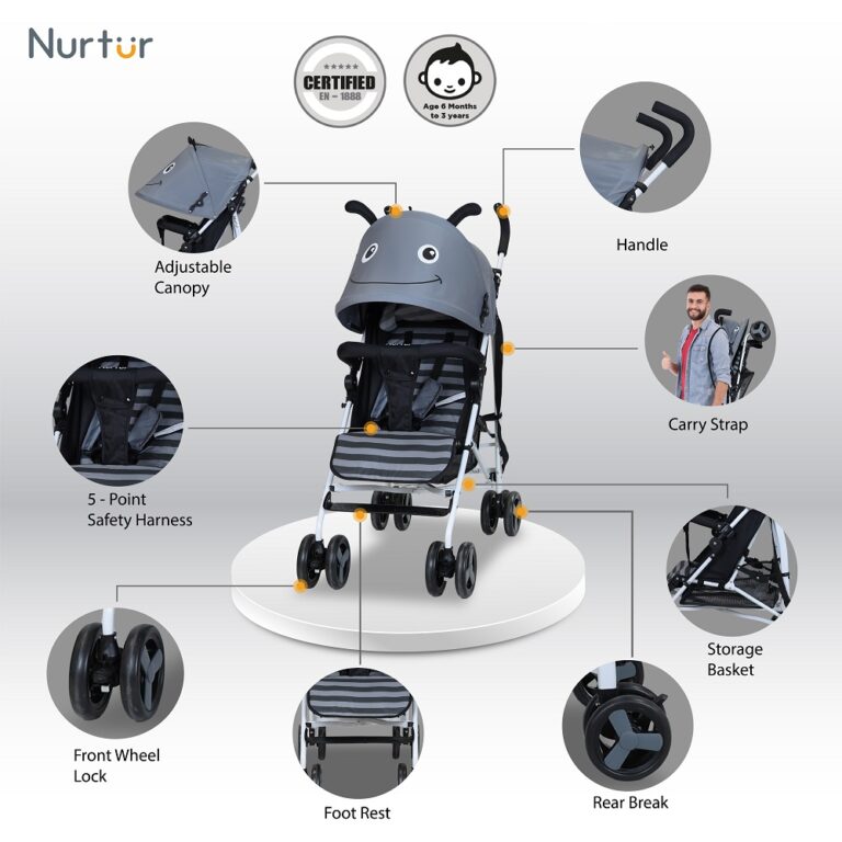 Nurtur - Luca Bee Baby/Kids Lightweight Stroller - Grey