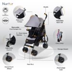 Nurtur Archer Baby/Kids Lightweight Stroller – (0-36 months) – Grey