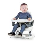 Baby Booster Seat And Fold Up Chair For Toddler 1 + Year-White/Grey