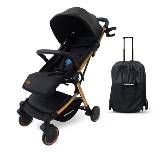 Babydoes – Travel Lite Shock Proof Baby Stroller (Up to 20 kg) – Esmio Gold Black