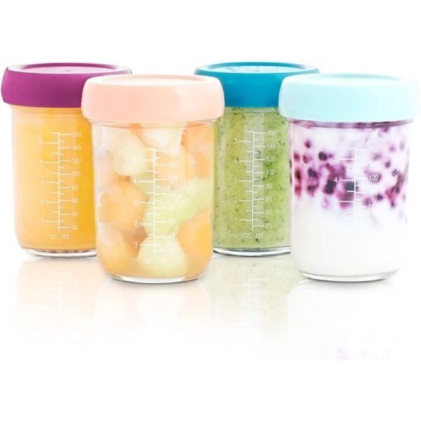 Babymoov – Glass Baby Bowls and Food Containers Multiset – Pack of 4