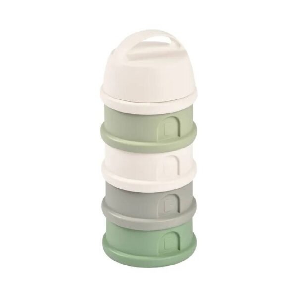 Beaba – 4 Compartments Formula Milk Container – Cotton white And Sage green