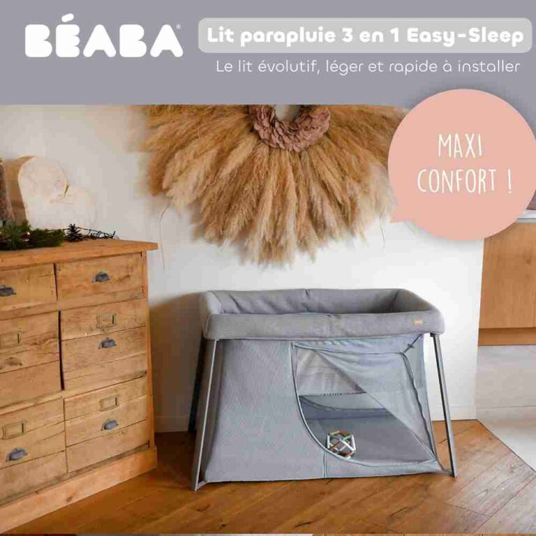 Beaba 4-in-1 Travel Cot Pebble – Portable Baby Bed, Playpen & Bassinet