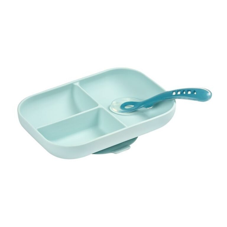 Beaba - Silicone Suction Divided Plate - Blue