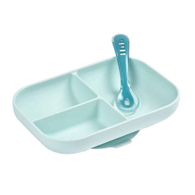 Beaba - Silicone Suction Divided Plate - Blue