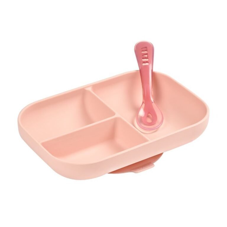 Beaba - Silicone Suction Divided Plate - Pink