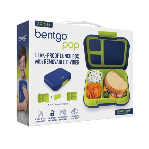 Bentgo – Pop Lunchbox with Removable Divider – Navy Blue/Chartreuse