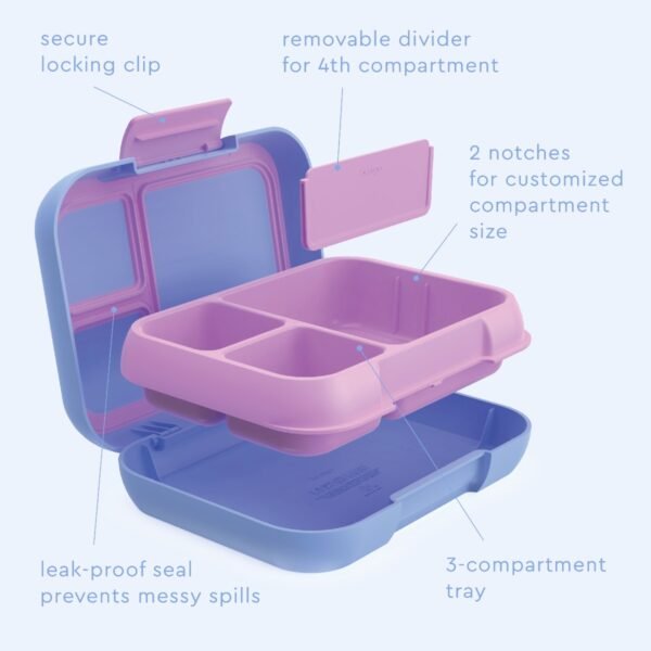 Bentgo – Pop Lunchbox with Removable Divider – Periwinkle/Pink