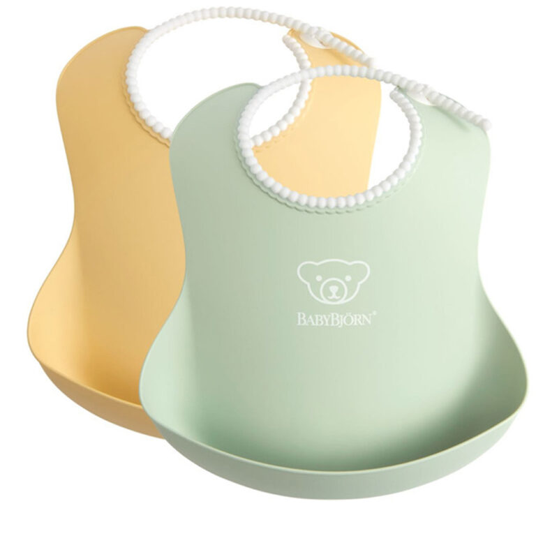 BabyBjorn - Pack of 2 Baby Bib - Powder Yellow/Powder Green