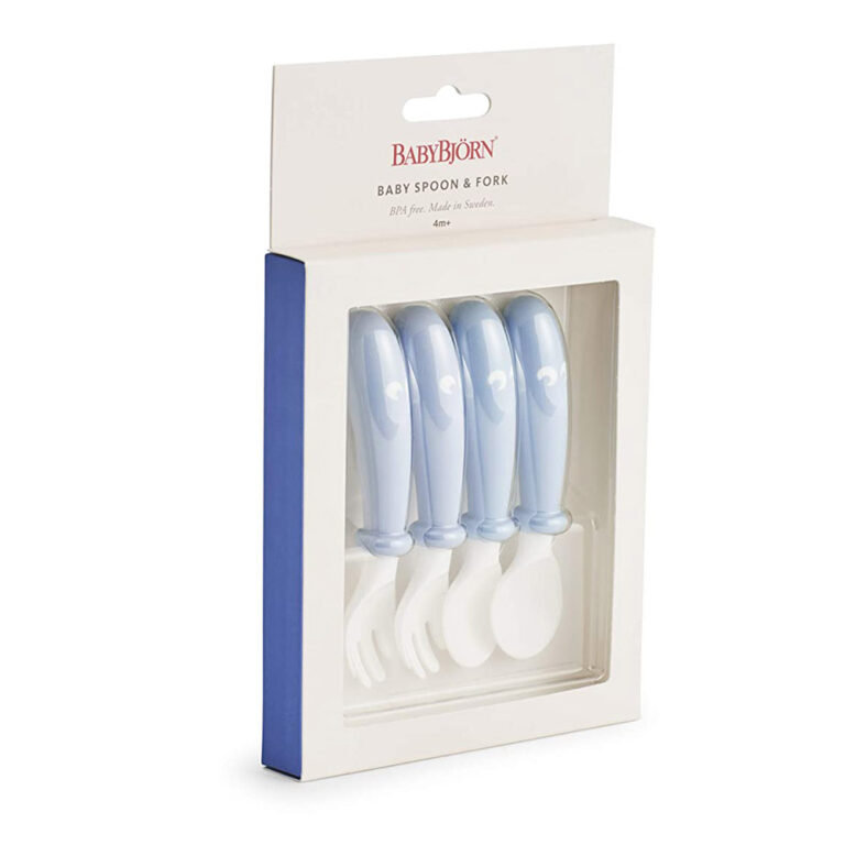 Babybjorn Baby Spoon and Fork, 4 pcs (Powder Blue)