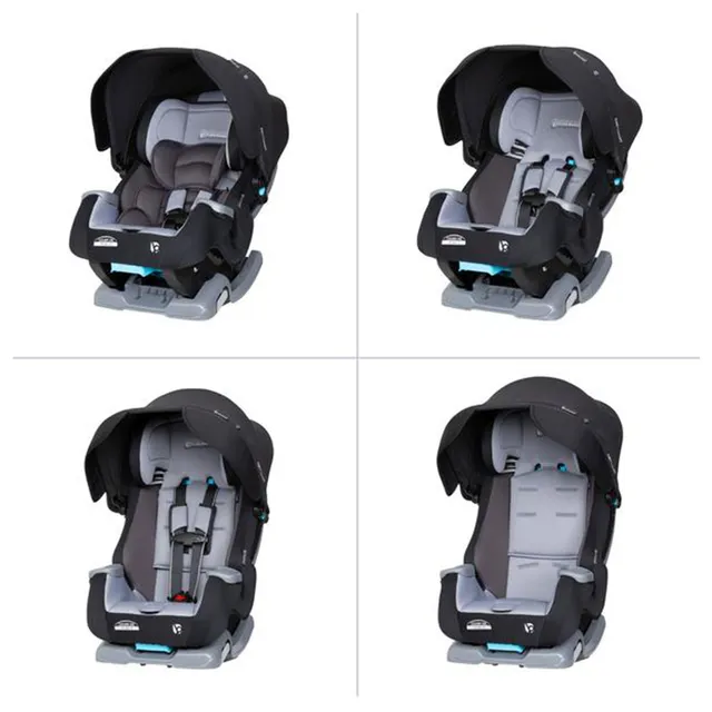 Babytrend Cover Me 4-In-1 Dark Moon Convertible Car Seat, UPF 50+ Canopy, 0-100lbs, Side Impact Protection, Reclining