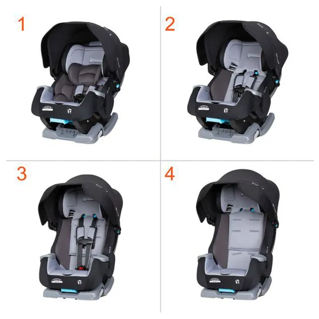 Babytrend Cover Me 4-In-1 Dark Moon Convertible Car Seat, UPF 50+ Canopy, 0-100lbs, Side Impact Protection, Reclining