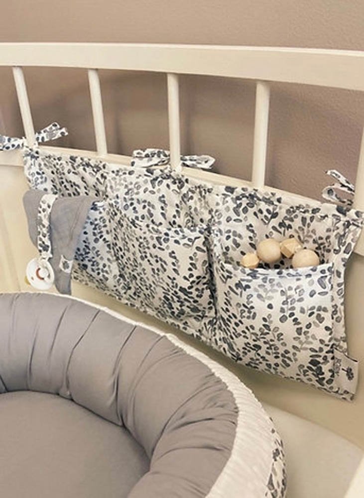 Born Copenhagen - Organic Cotton Bed Pockets - Grey Leaf