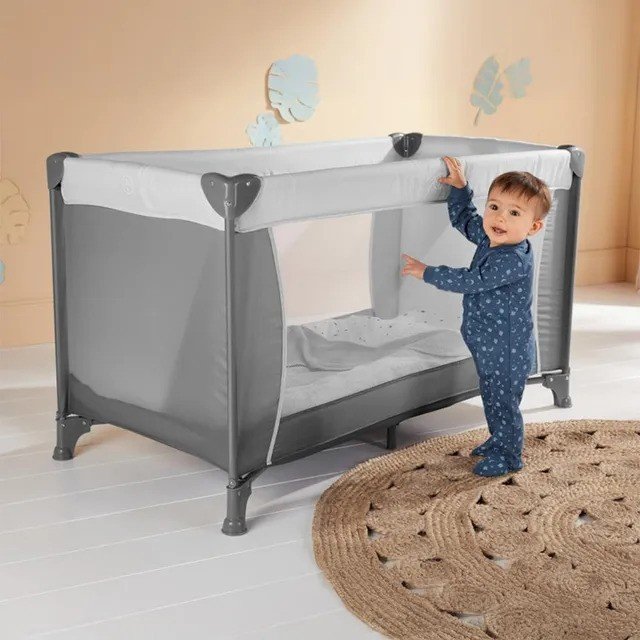 Bumble & Bird - 2 In 1 Travel Cot & Foldable Playpen - Grey