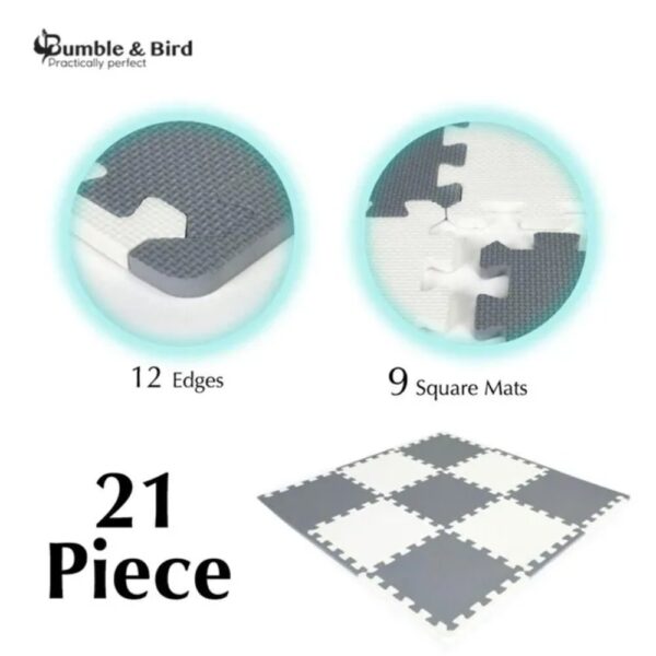 Bumble & Bird – BabySafe Play Mat – Grey & Cream – 9pc – Color May Vary 1 Set