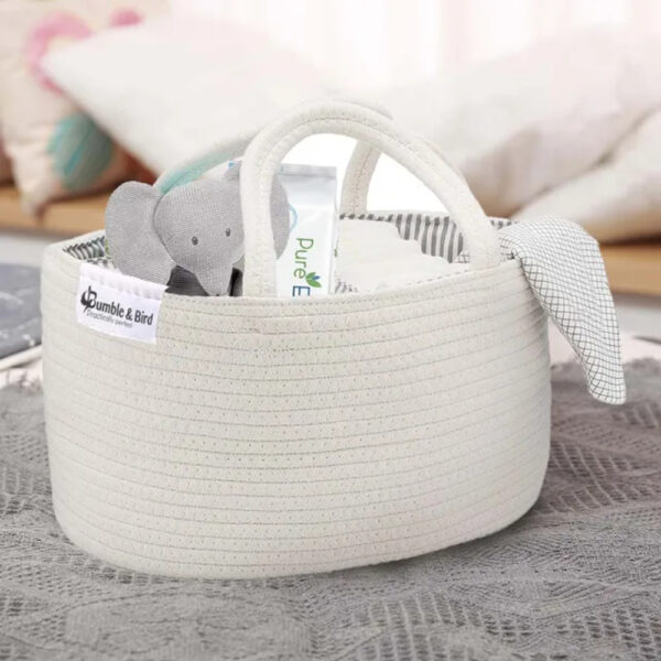 Bumble & Bird – Cotton Rope Diaper Caddy – White