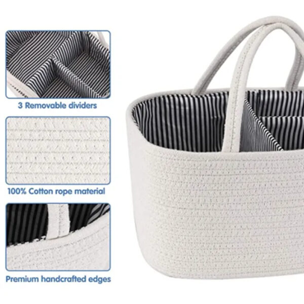 Bumble & Bird – Cotton Rope Diaper Caddy – White