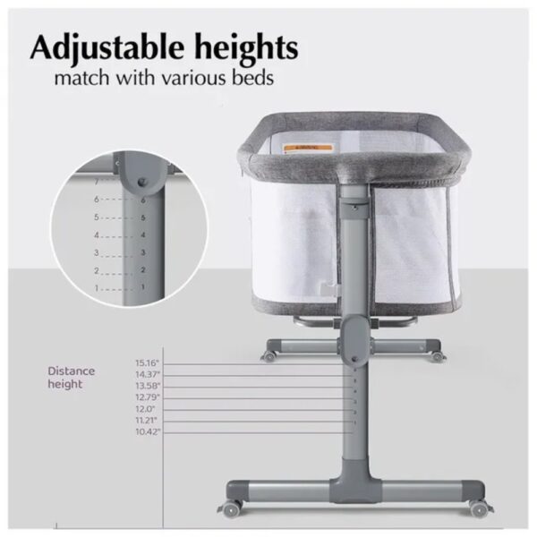 Bumble & Bird – Everyday Baby Bedside Bassinet – Grey
