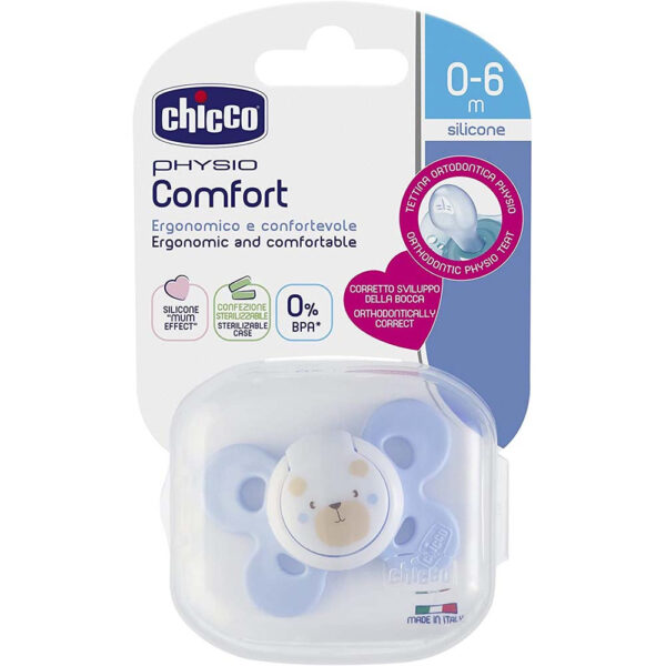 Chicco – Soother Physio Comfort Silicone 0-6m Blue – 1 Pc