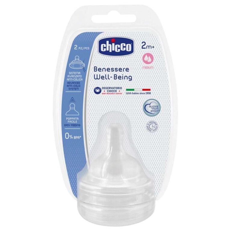 Chicco - Physio Teat Silicone 2m+ Medium Flow 2Pcs