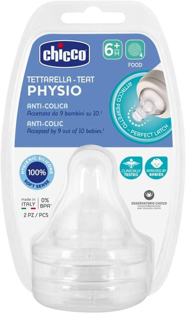 Chicco – Physio Teat Silicone 6m+ Food Flow 2Pcs