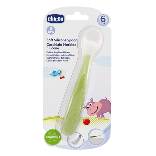Chicco - Soft Silicone Spoon 6m+ - Green