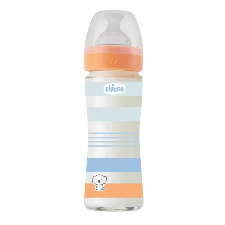 Chicco - Well-Being Glass Feeding Bottle 240ml Slow Flow Silicone - Blue