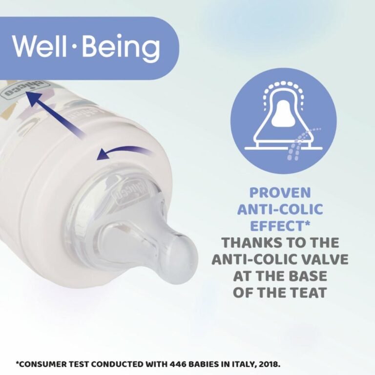 Chicco - Well-Being Glass Feeding Bottle 240ml Slow Flow Silicone - Blue