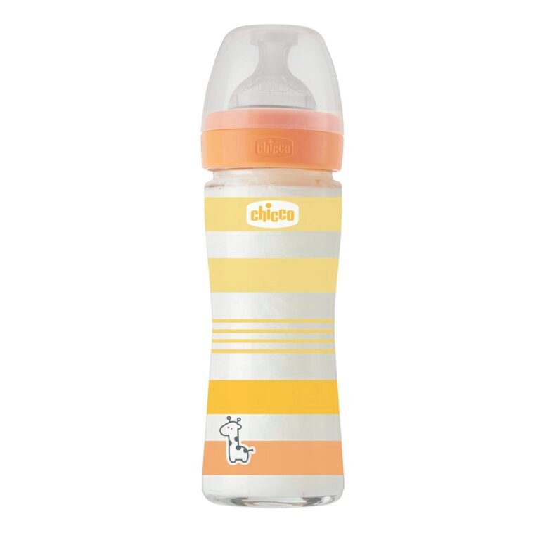 Chicco - Well-Being Glass Feeding Bottle 240ml Slow Flow Silicone - Yellow
