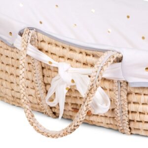 ChildHome - Bundle Moses Basket + Mattress + Cover Gold Dots