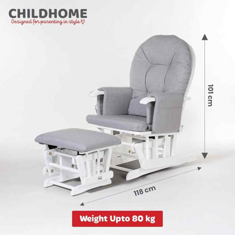 Childhome Gliding Chair with Footrest – Canvas Grey - Nursery Glider & Ottoman Set