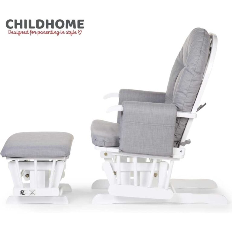 Childhome Gliding Chair with Footrest – Canvas Grey - Nursery Glider & Ottoman Set