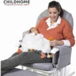 Childhome Gliding Chair with Footrest – Canvas Grey – Nursery Glider & Ottoman Set