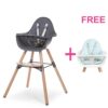 Childhome Evolu 2 Chair with Bumper + Free Cushion Tricot Pastel Mint Blue-Natural – Anthracite