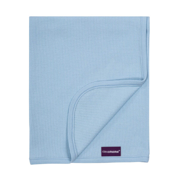 Clevamama – Waffle Weave Cotton Blanket Crib/Moses Basket 70 x 90 cm – Blue