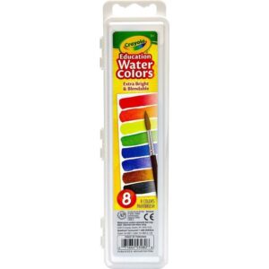 Crayola – 8 Semi Moist Oval Watercolor Pans 1 Taklon Brush