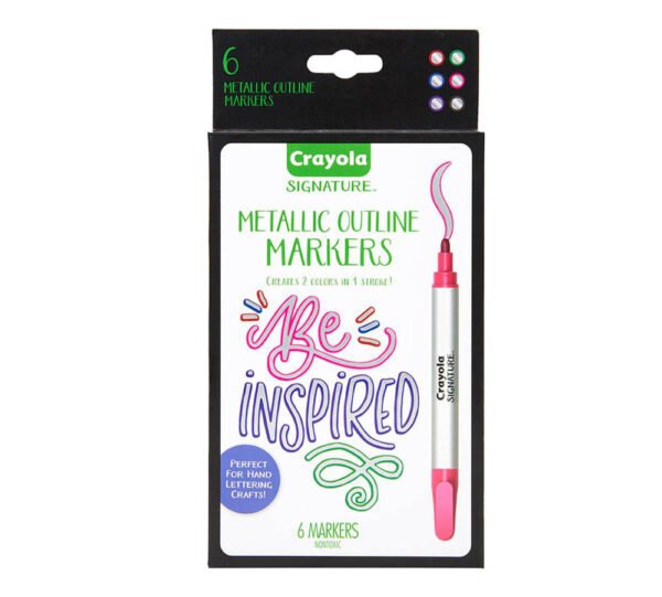 Crayola – Signature Metallic Outline Paint Markers, 6 Count