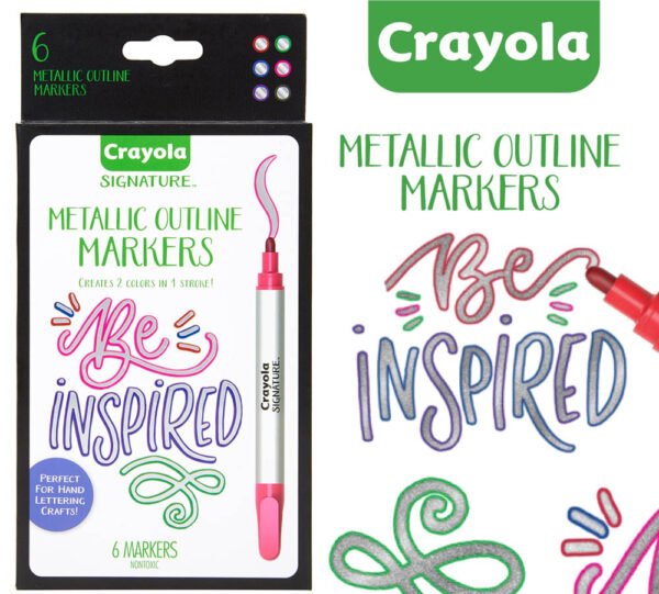 Crayola – Signature Metallic Outline Paint Markers, 6 Count