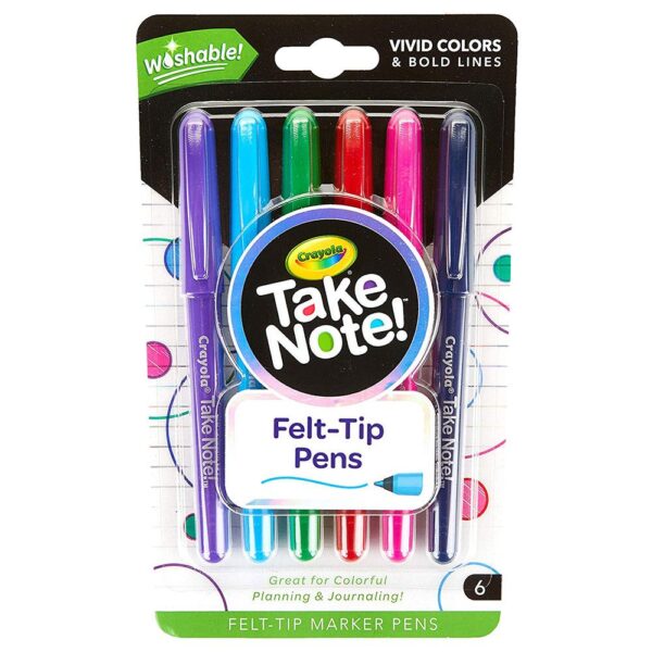 Crayola – Take Note Washable Felt Tip Pens Pack Od 6