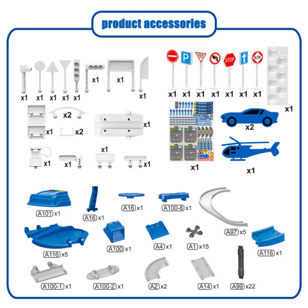 D-Power – Multi Level Lift Parking Set – Police Station, 82pc Set