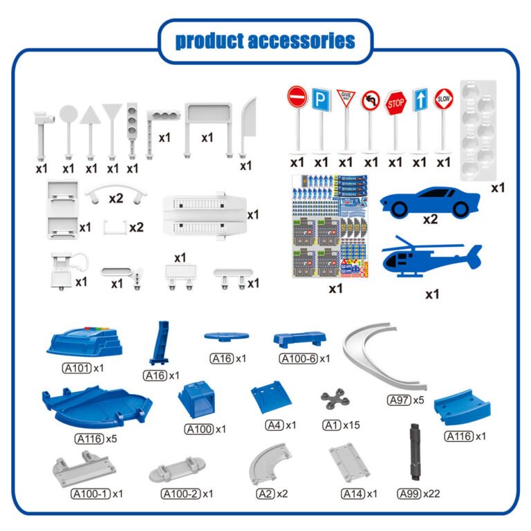 D-Power - Multi Level Lift Parking Set - Police Station, 82pc Set