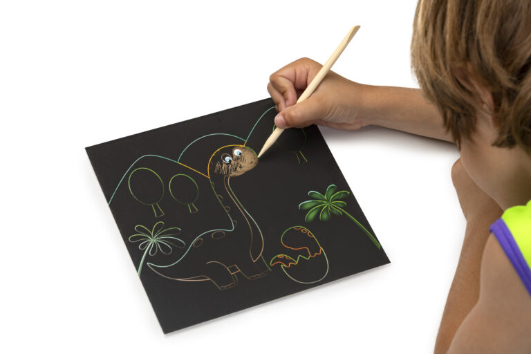 Eurekakids - Dinosaur Scratch Art Creative Kit with Wooden Stick