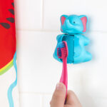 Flipper – Elephant Toothbrush Holder for Kids – Suction Cup, One-Touch, Hygienic & Travel-Friendly, 3Y+