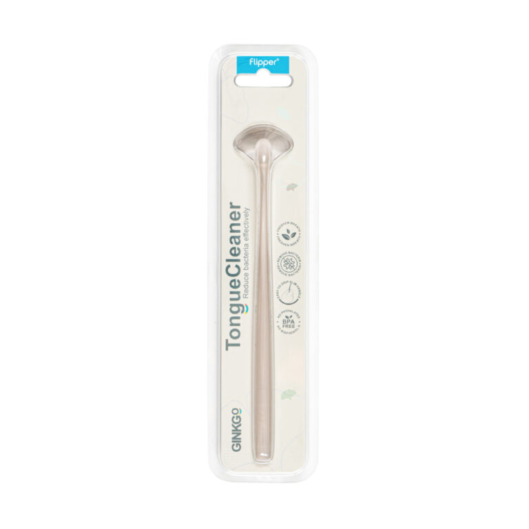 Flipper - Ginkgo Tongue Cleaner, Smoke | Non-Slip Handle, Bacteria & Plaque Remover - Smoke