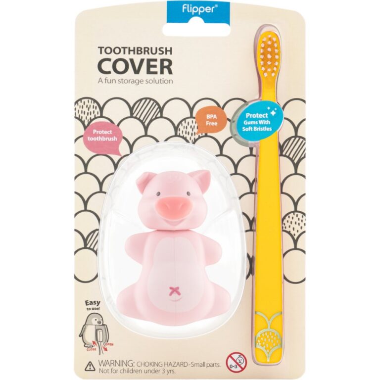 Flipper - Piggy Oral Hygiene Set with Toothbrush & One-Touch Holder (3Y+)