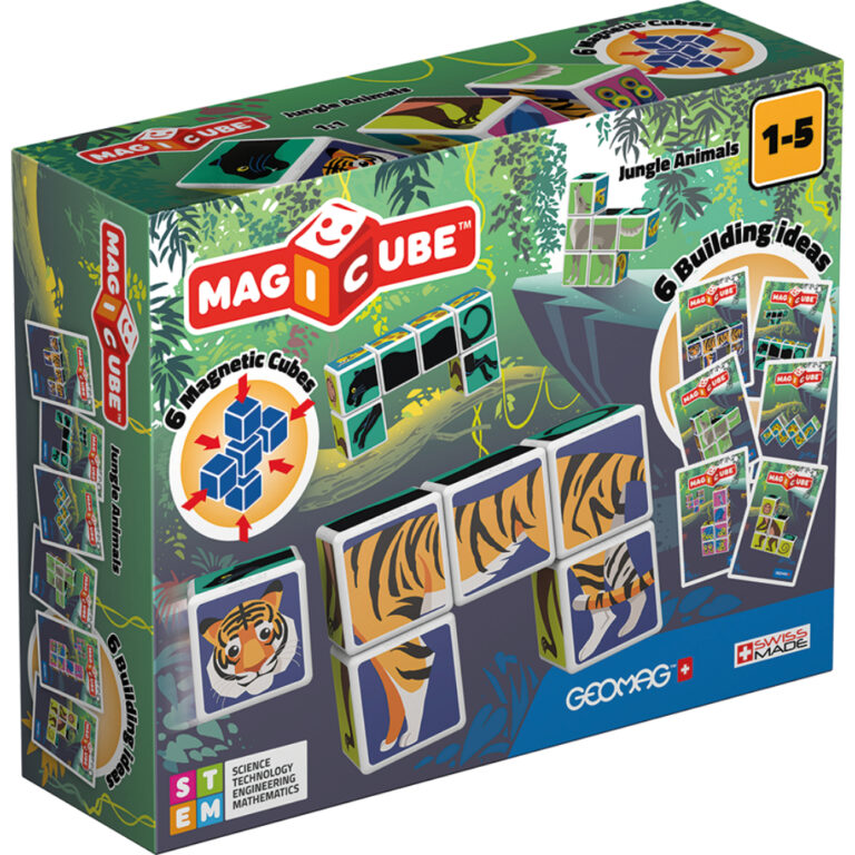 Geomag - Magicube Jungle Animals – 9pcs magnetic STEM toy set.